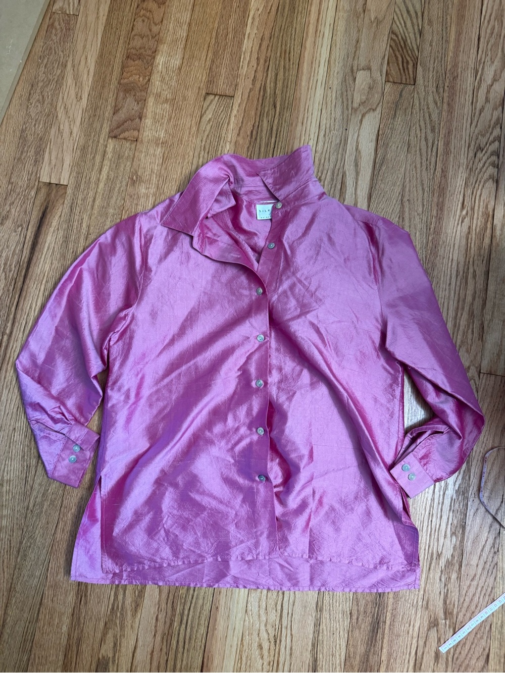Silk Lore by Beth Terrell 2 Piece Long Sleeve Pink Blouse & Tank 100% Silk M